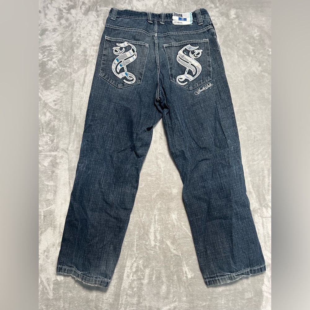 Southpole Vintage Y2K Baggy Jeans Denim Mens 34 Dark Wash - Picture 2 of 14